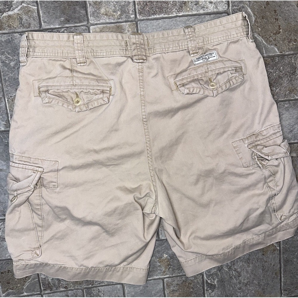 Polo Ralph Lauren Khaki Cargo‎ Shorts Men's Size 38 Y2K Baggy Retro Tan